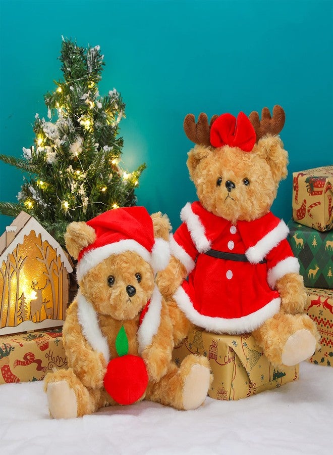 Harrycle 2 Pcs Christmas Bear Plush Animal Toys 10 Inch Cute Santa Hat Stuffed Red Vest Bear Dolls Gifts for Girls Women Xmas Holiday Birthday Party Decoration - Image 4